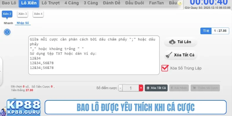 Bao lô được yêu thích khi cá cược