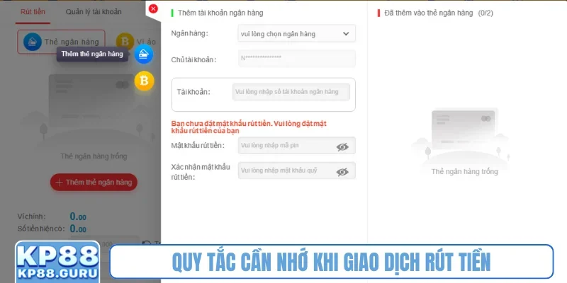 Quy tắc cần nhớ khi giao dịch rút tiền
